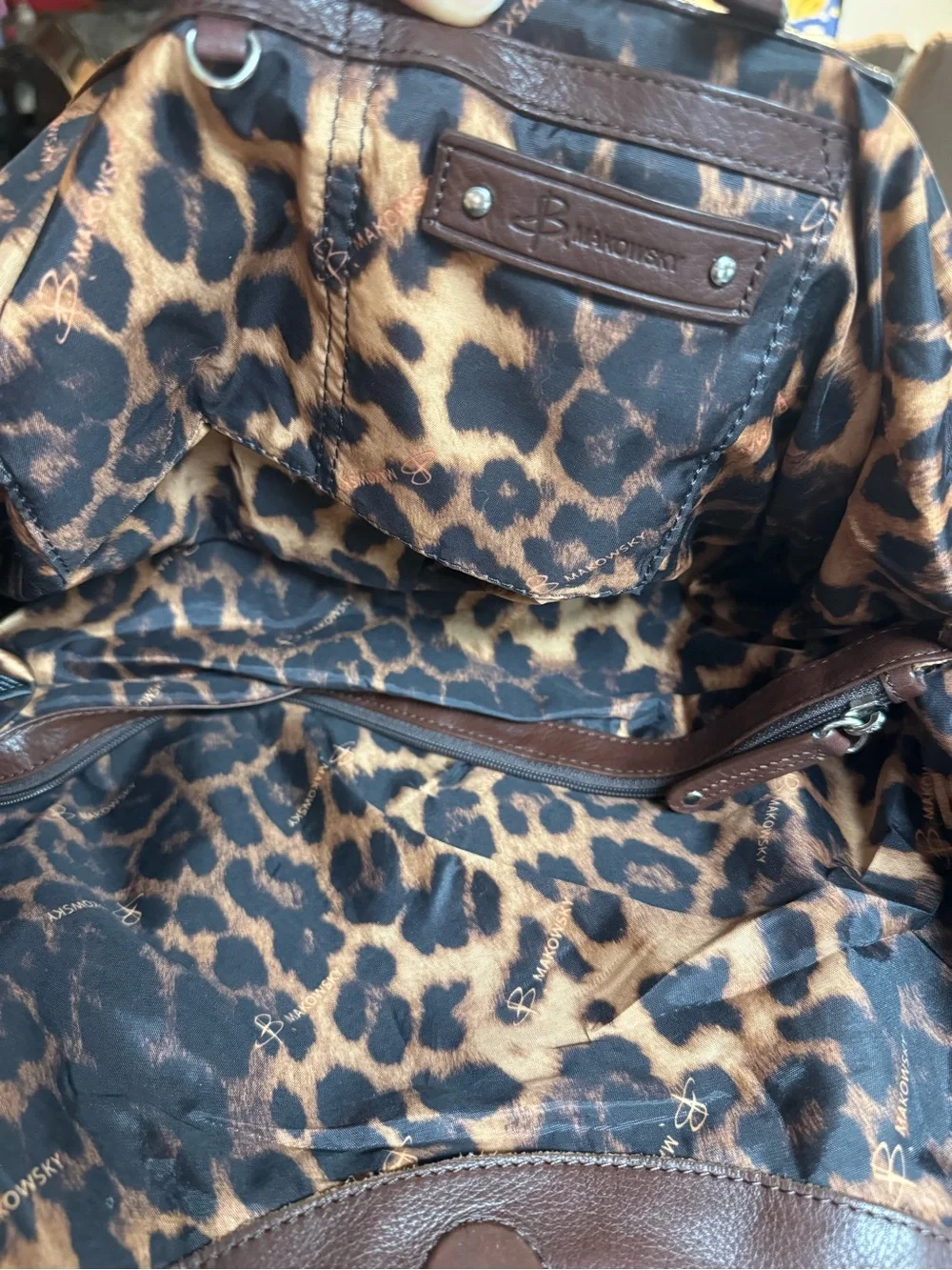 b. makowsky Chocolate Brown Pebbled Leather Hobo